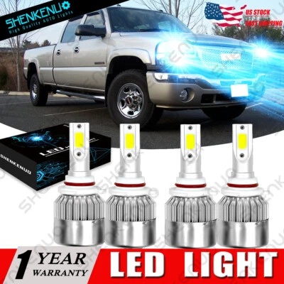 Combo faros LED azul hielo haz alto bajo para GMC Sierra 1500 2500 HD 2001-2006 Foto 1 de 4