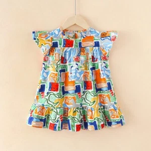 Cotton A-line Skirt Dress Spring Small and Medium Girls Lace Sleeve Children's - Picture 1 of 2
