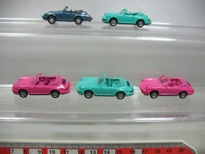 5X Wiking H0 1:87 PKW Porsche Cabriolet/Cabrio: Carrera 4+911 C, Mint #AF134-0,5 - Immagine 1 di 4