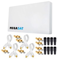 Megasat H30D4  Quad LNB 4 TV FLAT Teilnehmer SAT Flachantenne Fensterhalterung