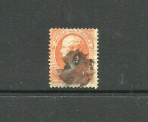 US Scott #152 Webster 15 cent bright orange VG w/ sm. repair, heavy cancel, thin - Picture 1 of 2