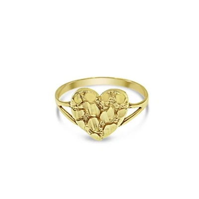 Real 14k Yellow Gold Nugget Heart Ring Womens - Image 1 of 3