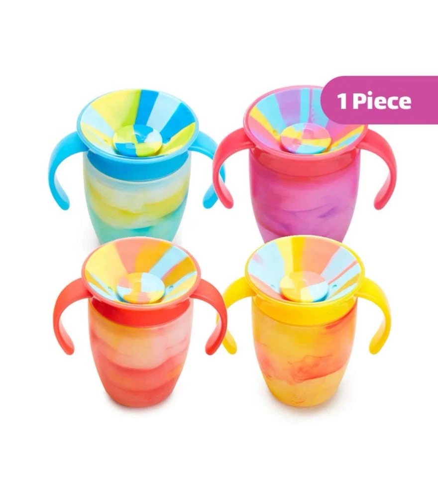 Taza para sorber Munchkin Miracle 360° 7 oz sin BPA rosa azul verde plástico a prueba de derrames Foto 1 de 3