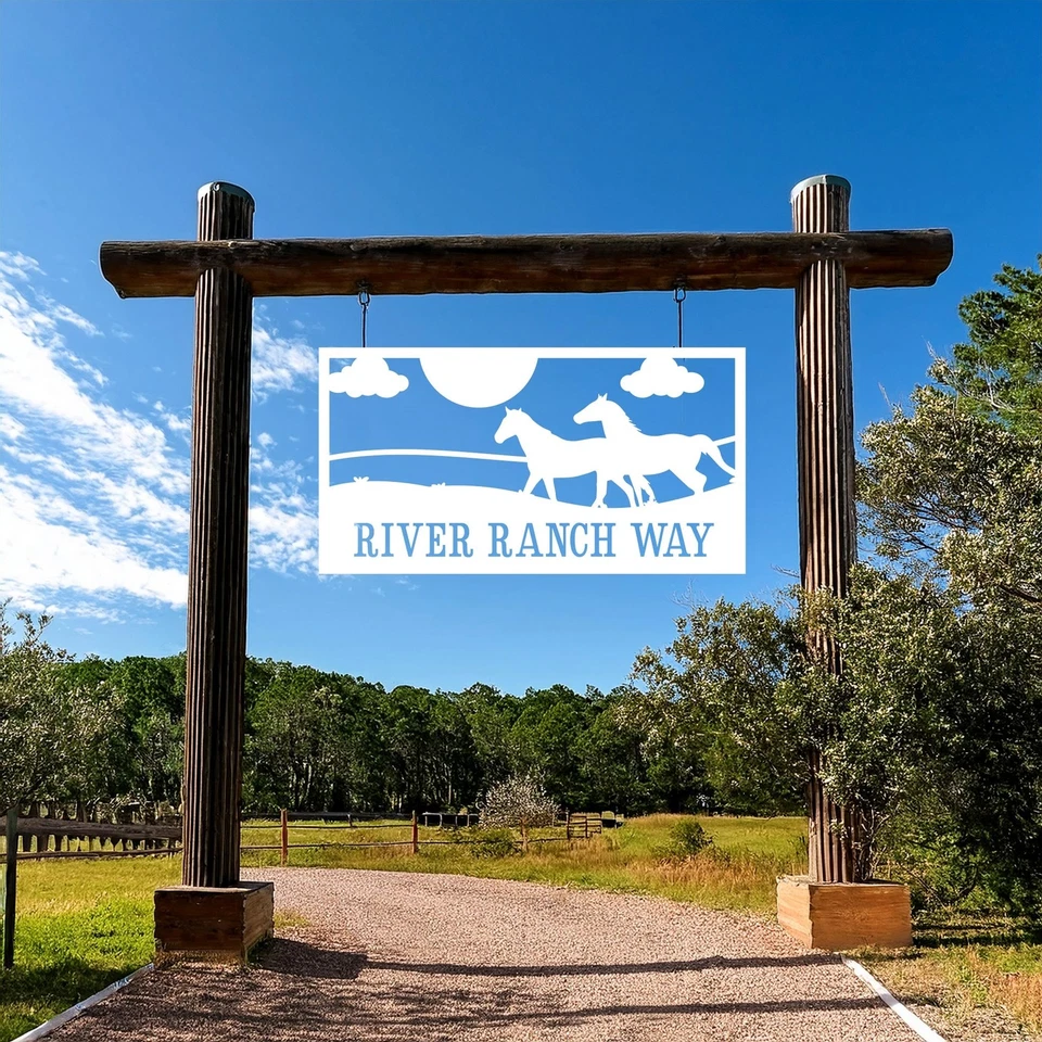 Letrero con número de casa de rancho de caballos Foto 1 de 1