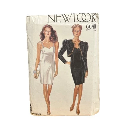 NEW LOOK - 6640 LADIES FITTED DRESS SCALLOP NECKLINE STRAPS BOLERO 6-16 UNCUT  - Image 1 of 2