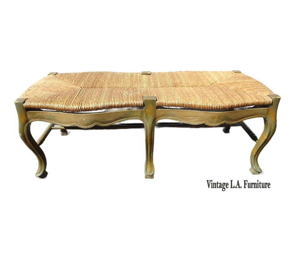 Banco Rush verde campestre francés vintage Foto 1 de 4