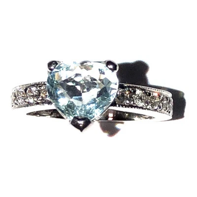 2.28 CTTW Natural Blue Aquamarine Heart Solitaire 14K White Gold Engagement Ring - Image 1 of 4