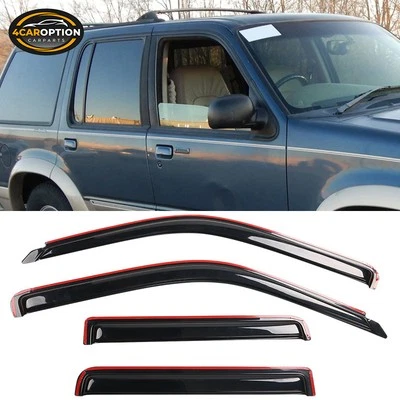 Fits 91-01 Explorer 4DR In Channel Window Visors Rain Sun Guard Vent Deflector - Image 1 of 4