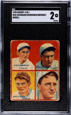 1935 Goudey 4-in-1 Mickey Cochrane Charlie Gehringer Bridges Rogell SGC 2 - Image 1 of 2
