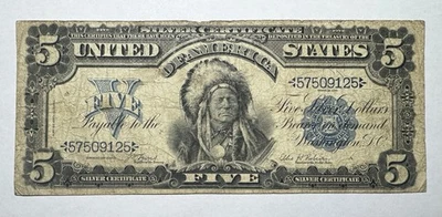 1899 $5 Silver Certificate Chief Note Fr. 271 No Pin Holes Or Tears - Image 1 of 2