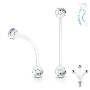 Piercing Ombelico Di Gravidanza Sfere Glitter Bianco - Foto 1 di 1