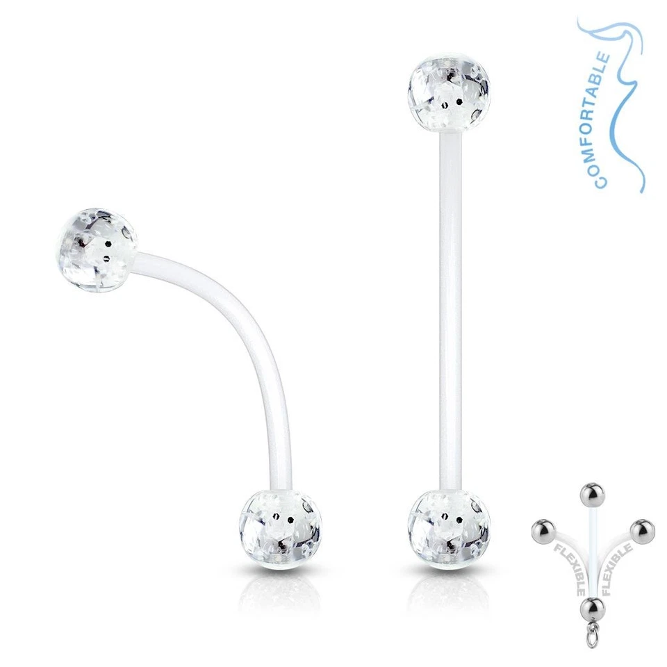 Piercing Ombelico Di Gravidanza Sfere Glitter Bianco - Immagine 1 di 1