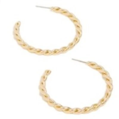 J.Crew 工厂金色扭转环状耳环 BY605 — 第 1/4 张图片
