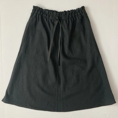 Falda H&M Negra Mezcla Lino 2US 32EU Cordón Elástico Cintura Bolsillos Pull On Foto 1 de 4
