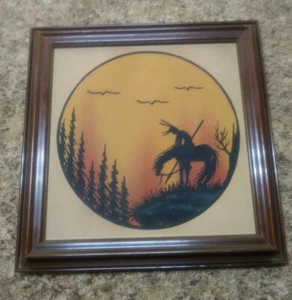 Arte de arena navajo de colección “The End Of The Trail” firmado por el artista A. Lee 15”×15” - Imagen 1 de 8