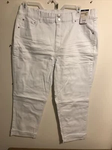 Terra & Sky Curvy Capri Jeans Sz 1X White Cotton Stretch Mid Rise 5 Pocket New - Picture 1 of 18