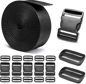 2" Heavy-Duty Buckle & Straps Set: 6-Pack Side Release Plastic Buckles, 6 Yards - Picture 1 of 12