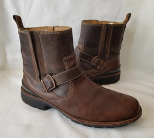 Clarks Chilton Brown Leather Zip Ankle Moto Boots Mens Size 11 M 82173 - Picture 1 of 8