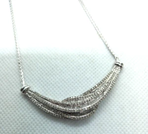 TJC 925 Silver & Diamond Cluster Pendant platinum overlay Total length 17" - Picture 1 of 8