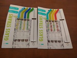 2 Packs ECO ONE Reusable Glass Straws BPA FREE 4 Pack w/Cleaning Brush