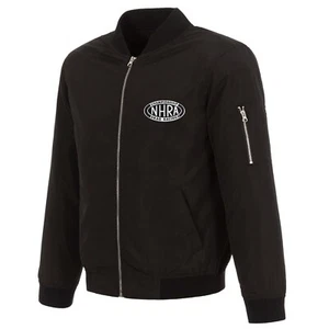 NHRA JH Design Logo Full-Zip Nylon Bomber Jacket  Black Black Patch Logo - Picture 1 of 3