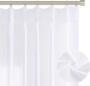 Semi Sheer Linen Pinch Pleated Window Curtains 2 Panels Back Tab Light Filtering - Picture 1 of 6
