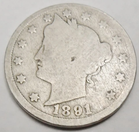 1891 P LIBERTY HEAD "V" NICKEL  *AG OR BETTER*  **FREE SHIPPING** Cover