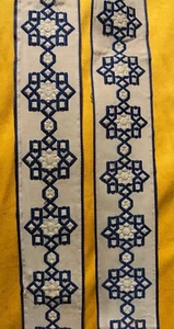 VICTORIAN 19TH CENTURY WHITE AND BLUE SILK RIBBON TRIM OLD STORE STOCK - Picture 1 of 4