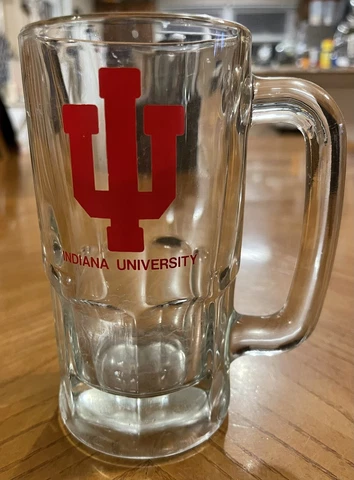 Indiana University IU Hoosiers Clear Glass Mug Beer Stein Cover