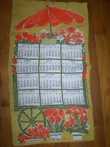 Toalla de té de cocina vintage calendario lino Vera Neumann - letrero de chinche - 1969 - Imagen 1 de 2
