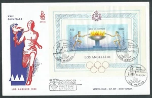 1984 SAN MARINO FDC VENETIA 237 OLIMPIADI DI LOS ANGELES TIMBRO ARRIVO - BG - Picture 1 of 1
