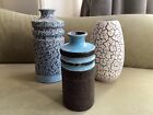 Vintage West German Jasba / Lava MCM Set of 3 retro vases Blue- white- Excellent