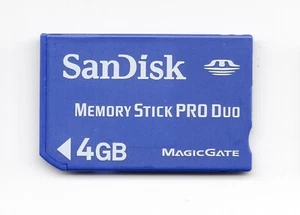 SanDisk Memory Stick Pro Duo 4GB Memory Card For Sony Camera / PSP - Picture 1 of 2