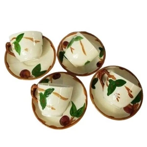 4 Vintage Franciscan Ware Tea Coffee Cup Saucer, Apple Pattern, Made in England - Picture 1 of 9