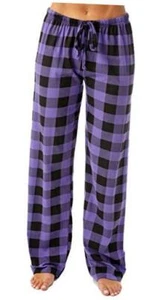 Women Buffalo Plaid Pajama Pants Medium Purple Black Buffalo Plaid - Picture 1 of 4