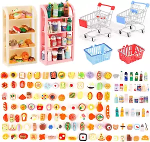 136 Pcs Mini Shopping Cart Basket Miniature Food Drink Bottle Supermarket Metal - Picture 1 of 12