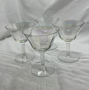 Set Of 4 Vintage Fostoria Mother Of Pearl Iridescent 4.5” Wine Cordial Glasses - Picture 1 of 8