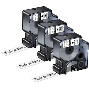 3×Noir sur Blanc 19mm Ruban Étiquettes pour Dymo D1 45803 LM 360D 420P 450D - Afbeelding 1 van 4