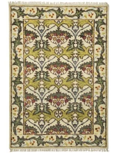 Ivory William Morris Inspired Hand-Knotted Wool Area Rug - Picture 1 of 51