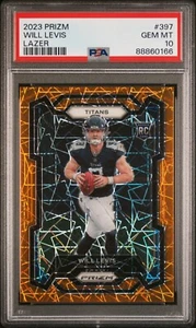 Panini Prizm Will Levis Orange Lazer Rookie RC #397 2023 PSA 10 GEMA COMO NUEVO TITANES - Imagen 1 de 2