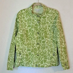 Coldwater Creek Jacket Women's Large Light And Bright Green Zip And Snap Closure - Picture 1 of 9