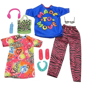 Barbie Curvy Puppe Outfit Set Kleidung Schuhe Fashionistas 201 Kleid Zebra Hose - Bild 1 von 2