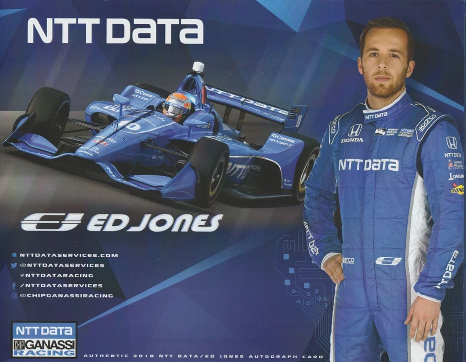 2018 Ed Jones NTT Data Honda Dallara Indy Car postcard - Image 1 of 1