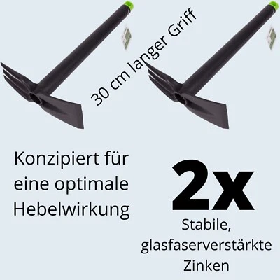 Handharke Gartenharke Rechen Harke Garten Blumen Beet extra langer Griff 2er Set - Bild 1 von 3