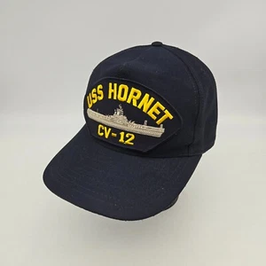 Vintage USS Hornet Strapback Hat Cap Blue Navy Ship Boat Aircraft Carrier CV-12 - Picture 1 of 14