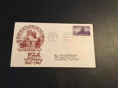 #950 Utah Centennial 1947 FDC - Staehle - Image 1 of 2