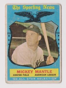 1959 Topps #564 Mickey Mantle All-Star Yankees Poor