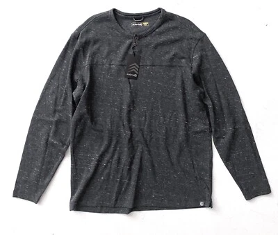 Camisa Solaris Botón Acanalado Henley Manga Larga Gris Brezo Mezcla Algodón XL Foto 1 de 3