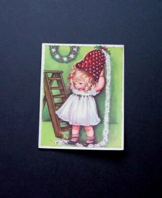 Unused Crestwick Xmas Greeting Card by Charlot Byj Byi Precious Girl Decorating - Image 1 of 2