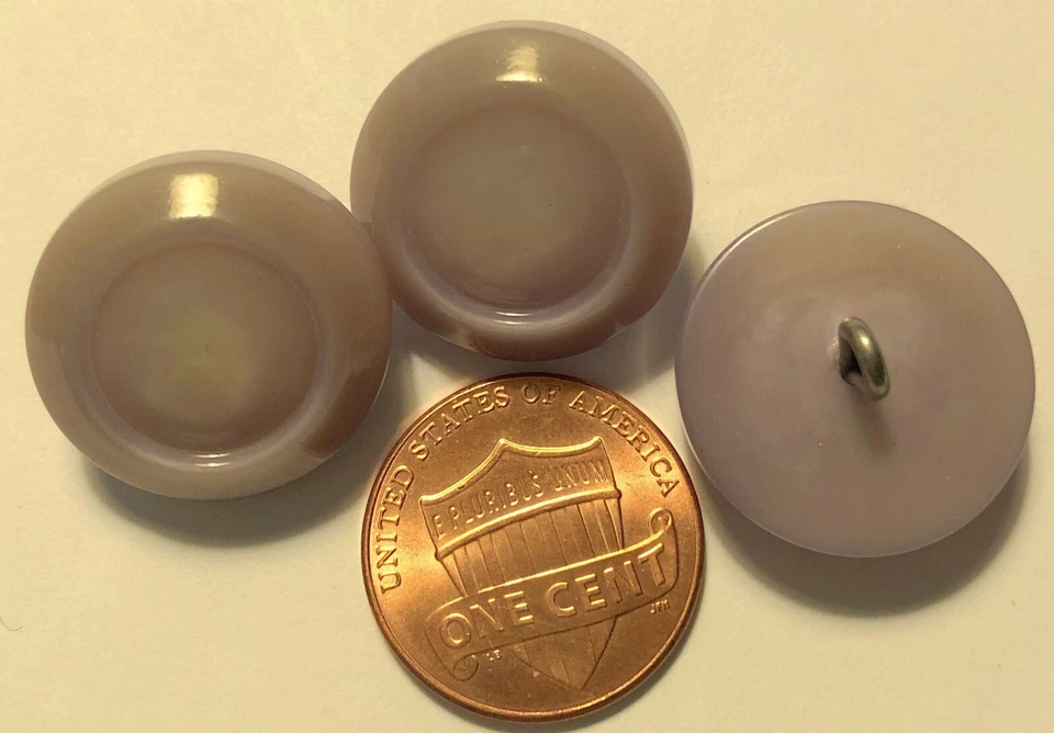 3 Retro Thick Shiny Smoky Gray Plastic Shank Buttons 3/4" 19mm 9800 - Image 1 of 1